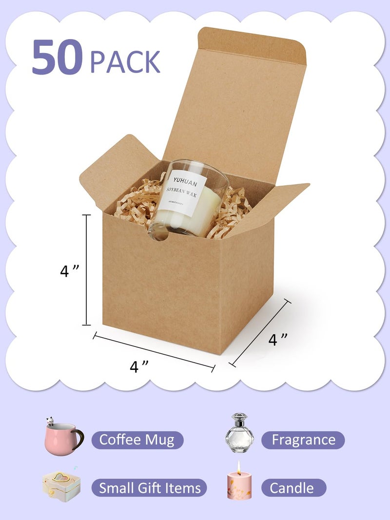 Eupako Gift Boxes 4x4x4 50 Pack Brown Kraft Paper Box with Lids Party Favor Boxes for Bridesmaids Proposal, Crafting, Cupcake, Wedding, Christmas - Image 2